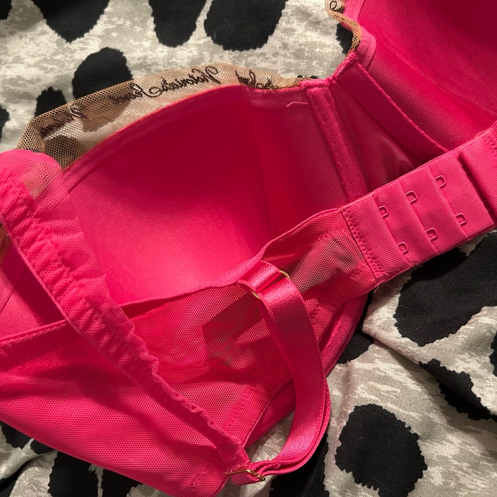 Victoria's Secret Bright Pink smooth logo embroidery lightly lined bra New 36DDD - Picture 6 of 11